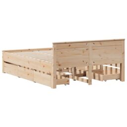 Berkfield Home Bed Frame without Mattress with Headboard 150x200 cm King Size Solid Wood Pine in Brown - thumbnail 6