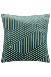 Paoletti Evoke Cut Velvet Cushion in Teal - Size: 45 cm x 45 cm - thumbnail 1