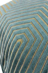 Paoletti Evoke Cut Velvet Cushion in Teal - Size: 45 cm x 45 cm - thumbnail 4