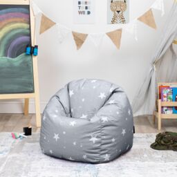 icon Kids Starry Skies Bean Bag Chair Grey Childrens Bean Bags in Light Grey - thumbnail 1