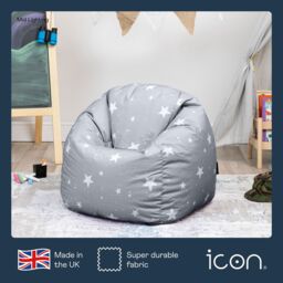 icon Kids Starry Skies Bean Bag Chair Grey Childrens Bean Bags in Light Grey - thumbnail 4