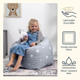 icon Kids Starry Skies Bean Bag Chair Grey Childrens Bean Bags in Light Grey - thumbnail 3