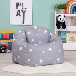 icon Kids Starry Skies Bean Bag Chair Grey Childrens Bean Bags in Light Grey - thumbnail 2