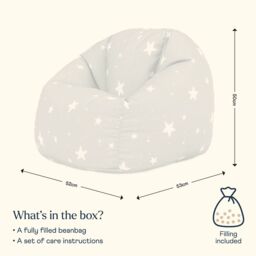 icon Kids Starry Skies Bean Bag Chair Grey Childrens Bean Bags in Light Grey - thumbnail 6