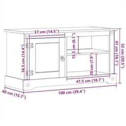 Berkfield Home TV Cabinet Corona 100x40x52 cm Solid Wood Pine in Tan - Size: 100 x 40 x 52 cm - thumbnail 9