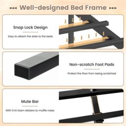 Costway Metal Bed Frame King Size Industrial Platform Bed with Headboard & Footboard - thumbnail 5