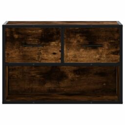 Berkfield Home TV Cabinet Smoked Oak 60x31x39.5 cm Wood & Metal in Brown - thumbnail 4