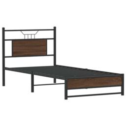 Berkfield Home Bed Frame without Mattress Brown Oak 90x190 cm Single Engineered Wood - thumbnail 3