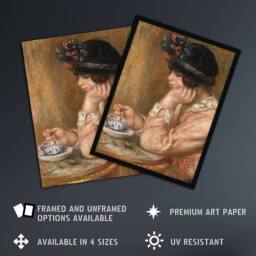 "Artery8 Cup of Chocolate Renoir Vintage Wall Art Print Poster in Orange - Size: W24"" x H32""" - thumbnail 2