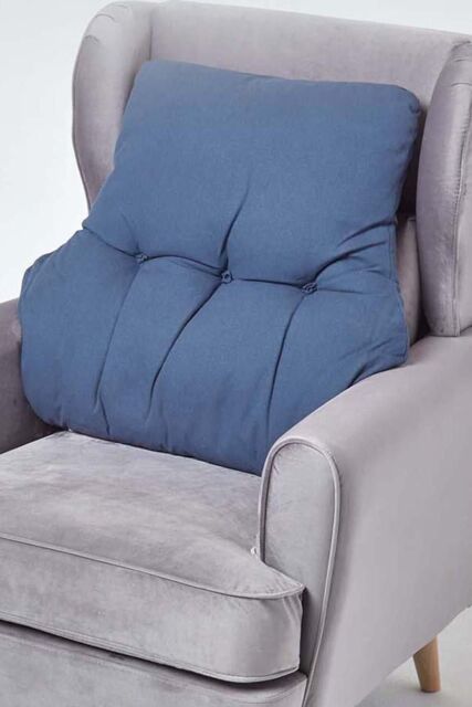 Homescapes Cotton Back Support Cushion in Navy - image 1