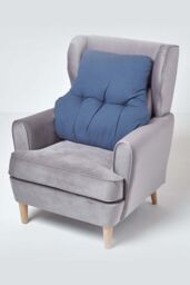 Homescapes Cotton Back Support Cushion in Navy - thumbnail 2