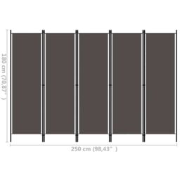 Berkfield Home 5-Panel Room Divider Anthracite 250x180 cm in Black - thumbnail 6