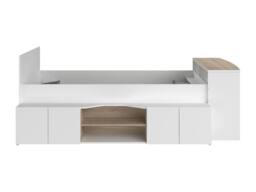 Vente-unique Combination Bed 90 X 190/200 Cm With Desk & Storage - White and in Light Oak - Size: Single - thumbnail 7