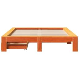 Berkfield Home Bed Frame without Mattress Wax Brown 150x200 cm King Size Solid Wood Pine - thumbnail 4
