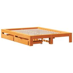 Berkfield Home Bed Frame without Mattress Wax Brown 150x200 cm King Size Solid Wood Pine - thumbnail 3