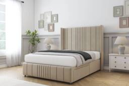 "Sloomy Hargrave Coniston Divan Base 2 Drawers -54"" Wingback & 12"" Footboard in Cream - Size: Double" - thumbnail 3