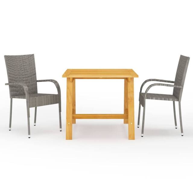 Berkfield Home 3 Piece Garden Dining Set Grey - image 1