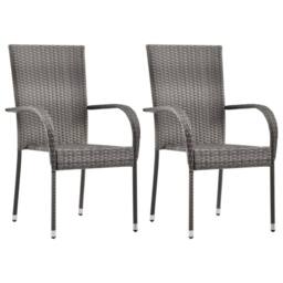 Berkfield Home 3 Piece Garden Dining Set Grey - thumbnail 2
