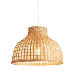 Lighting Collection Bamboo Woven Shade Medium Lamp Shade in Natural