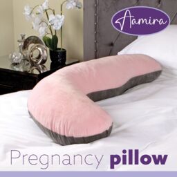 Aamira Pink & Dark Grey Pregnancy Pillow, 145x55x20cm L Shaped Shredded Memory Foam Maternity Pillow - Size: 145 x 55 x 20 cm - thumbnail 9