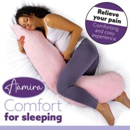 Aamira Pink & Dark Grey Pregnancy Pillow, 145x55x20cm L Shaped Shredded Memory Foam Maternity Pillow - Size: 145 x 55 x 20 cm - thumbnail 5