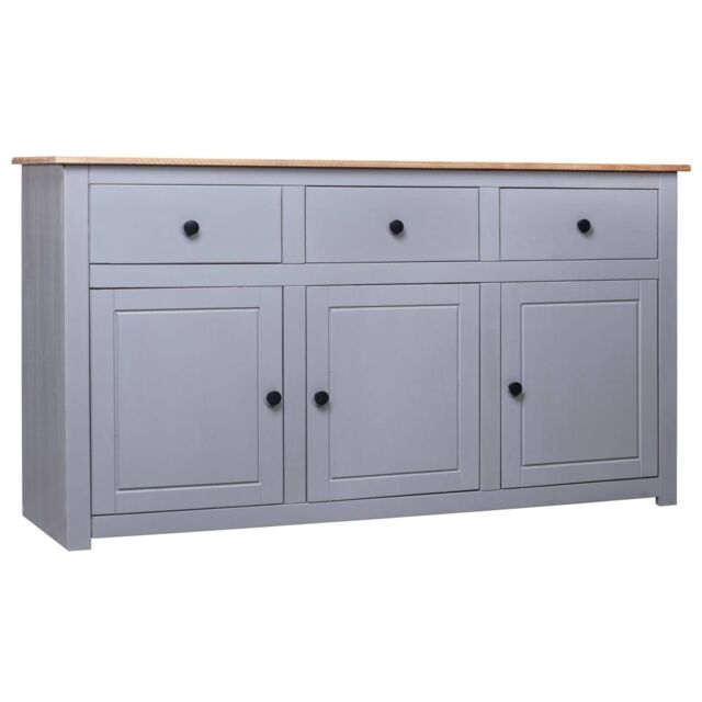 Berkfield Home Sideboard Grey 135x40x80 cm Solid Pinewood Panama Range - Size: 135 x 40 x 80 cm - image 1