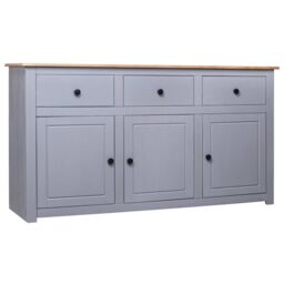 Berkfield Home Sideboard Grey 135x40x80 cm Solid Pinewood Panama Range - Size: 135 x 40 x 80 cm - thumbnail 1