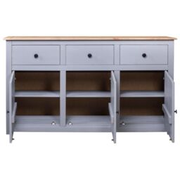 Berkfield Home Sideboard Grey 135x40x80 cm Solid Pinewood Panama Range - Size: 135 x 40 x 80 cm - thumbnail 4