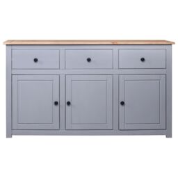 Berkfield Home Sideboard Grey 135x40x80 cm Solid Pinewood Panama Range - Size: 135 x 40 x 80 cm - thumbnail 2