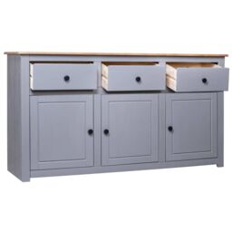 Berkfield Home Sideboard Grey 135x40x80 cm Solid Pinewood Panama Range - Size: 135 x 40 x 80 cm - thumbnail 3