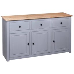 Berkfield Home Sideboard Grey 135x40x80 cm Solid Pinewood Panama Range - Size: 135 x 40 x 80 cm - thumbnail 5