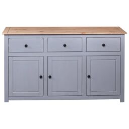 Berkfield Home Sideboard Grey 135x40x80 cm Solid Pinewood Panama Range - Size: 135 x 40 x 80 cm - thumbnail 6