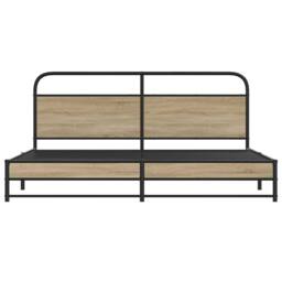 Berkfield Home Metal Bed Frame without Mattress Smoked Oak 200x200 cm in Natural - thumbnail 5