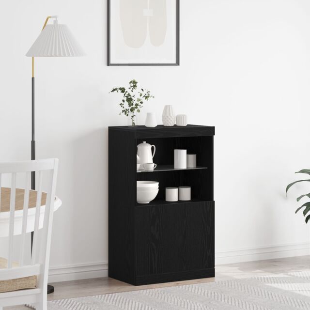 Berkfield Home Sideboard with LED Lights Black Oak 60x37x100 cm - Size: 60 x 37 x 100 cm - image 1