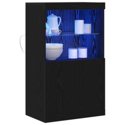 Berkfield Home Sideboard with LED Lights Black Oak 60x37x100 cm - Size: 60 x 37 x 100 cm - thumbnail 3