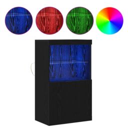 Berkfield Home Sideboard with LED Lights Black Oak 60x37x100 cm - Size: 60 x 37 x 100 cm - thumbnail 4