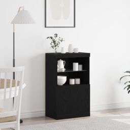 Berkfield Home Sideboard with LED Lights Black Oak 60x37x100 cm - Size: 60 x 37 x 100 cm - thumbnail 1