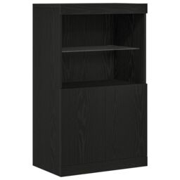 Berkfield Home Sideboard with LED Lights Black Oak 60x37x100 cm - Size: 60 x 37 x 100 cm - thumbnail 2