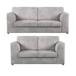 SOFASELECTION UK Jumbo Cord High Back 3+2 Seater Sofa Set in Silver - Size: 5 Pack