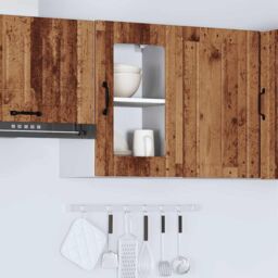 Berkfield Home Kitchen Wall Cabinet with Glass Door Lucca Old Wood in Brown - thumbnail 4