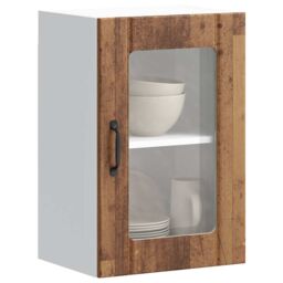 Berkfield Home Kitchen Wall Cabinet with Glass Door Lucca Old Wood in Brown - thumbnail 1