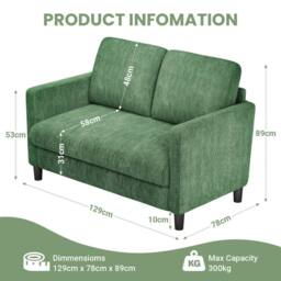 Dprodo 129CM Small Sofa Couch, Soft Corduroy LoveSeat in Green - Size: 1 Pack - thumbnail 2