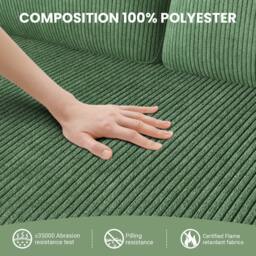 Dprodo 129CM Small Sofa Couch, Soft Corduroy LoveSeat in Green - Size: 1 Pack - thumbnail 3