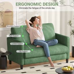 Dprodo 129CM Small Sofa Couch, Soft Corduroy LoveSeat in Green - Size: 1 Pack - thumbnail 6