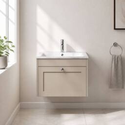 Balterley 600mm Wall Hung 1 Drawer Unit with Stone Basin 1 Tap Hole, Pebble Grey - thumbnail 6