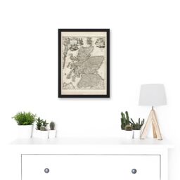 Artery8 Visscher 1689 Antique Pictorial Map Kingdom Scotland UK Artwork Framed Wall Art Print A4 in Black - thumbnail 2