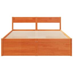 Berkfield Home Bed Frame without Mattress Wax Brown 150x200 cm King Size Solid Wood Pine - thumbnail 4