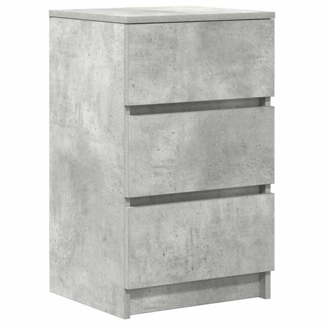 Berkfield Home Bedside Cabinet with 3 Drawers Concrete Grey 39x35x65 cm - Size: 39 x 35 x 65 cm - image 1