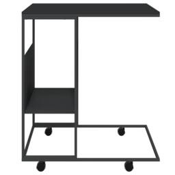 Berkfield Home Side Table with Wheels Black 55x36x63.5 cm Engineered Wood - thumbnail 3