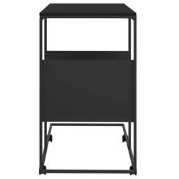 Berkfield Home Side Table with Wheels Black 55x36x63.5 cm Engineered Wood - thumbnail 4